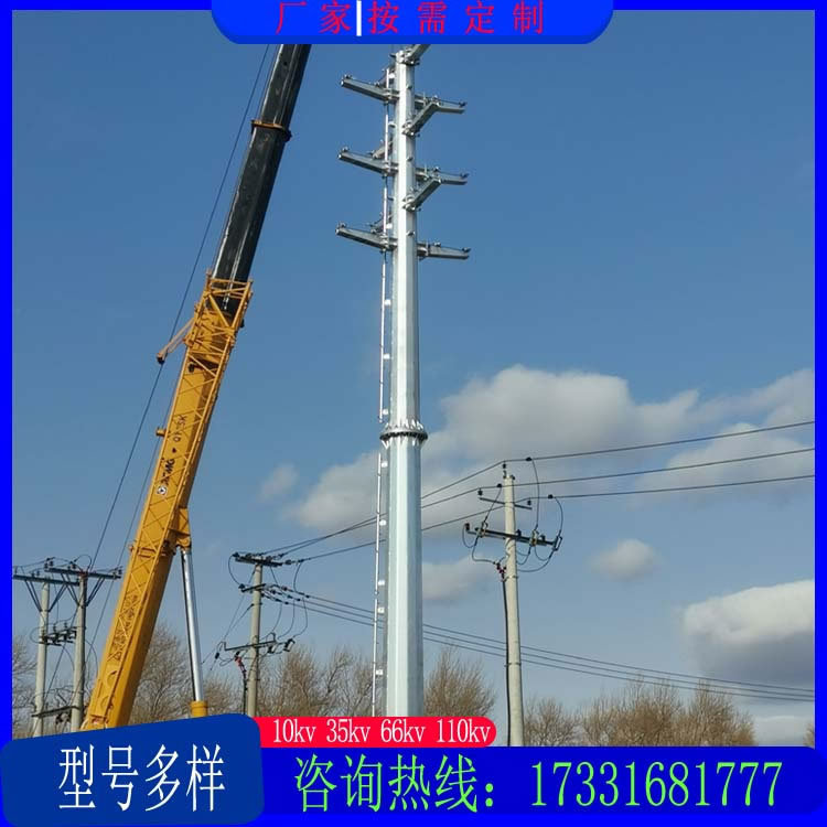 10kV双回路热镀锌钢管杆