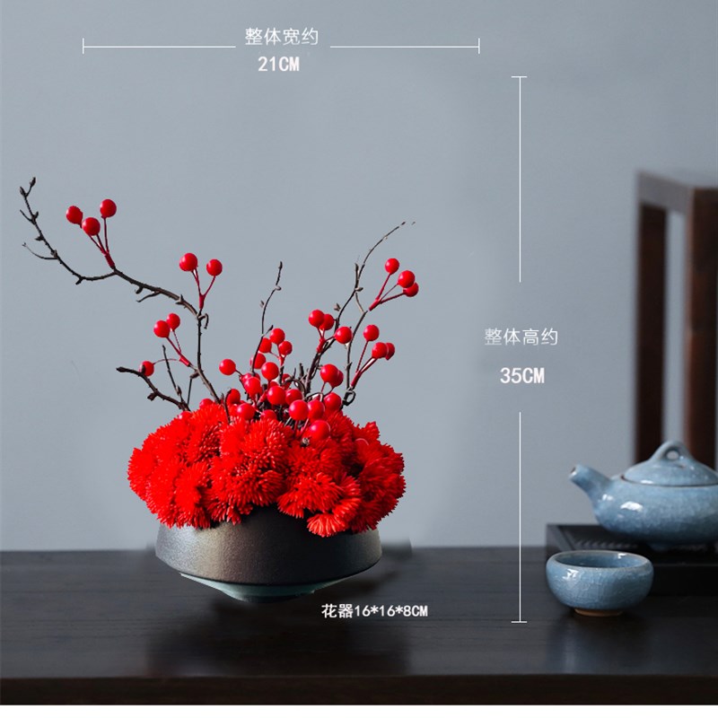 酒店转盘摆花餐桌花仿真花圆形圆桌餐厅桌面中间S假花别墅高档装