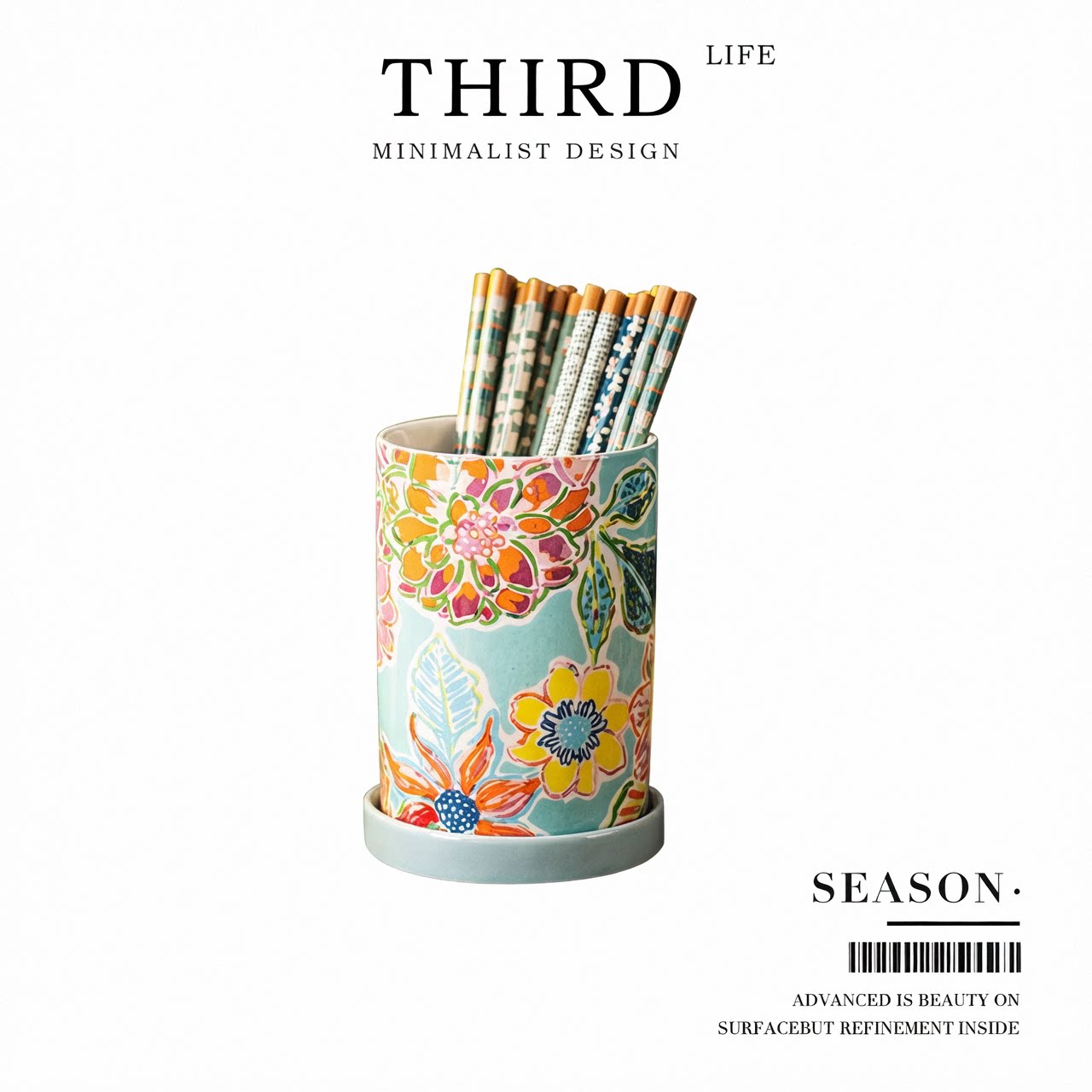 Life's·Season·复古花卉厨房收纳盒筷子筒家用陶瓷沥水筒 |花季