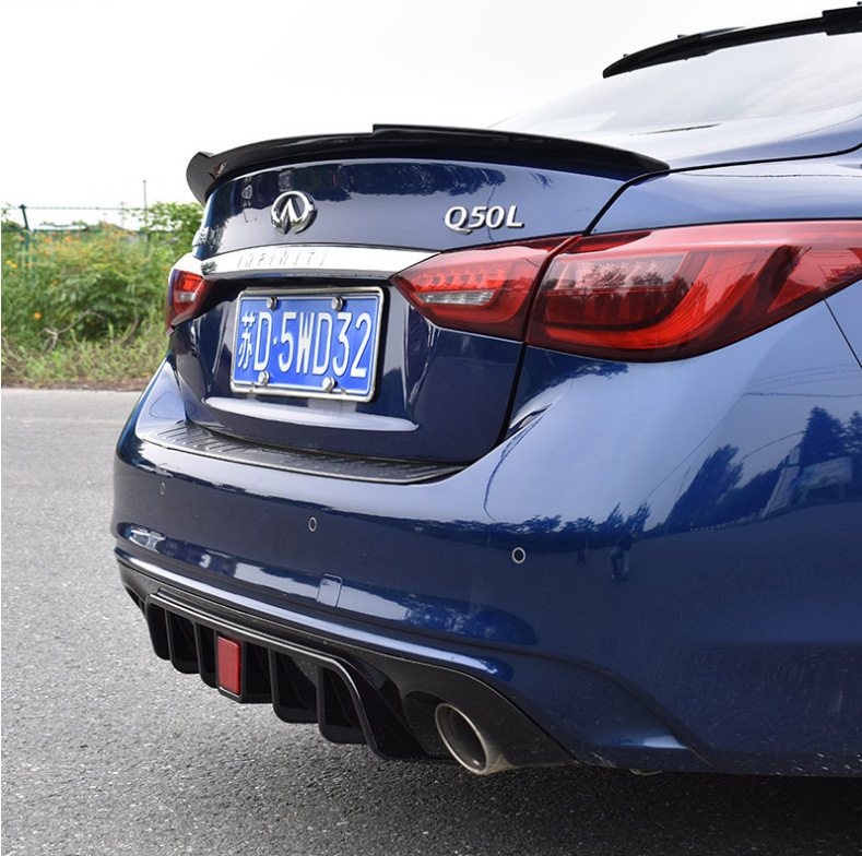 适用于14-21款英菲尼迪Q50/Q50L专用后唇尾唇改装小包围碳纤纹
