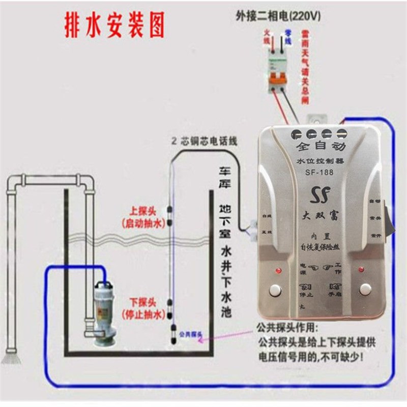 全自动电子水位控制器水塔水箱自动上水开关抽水泵浮W球液位感应