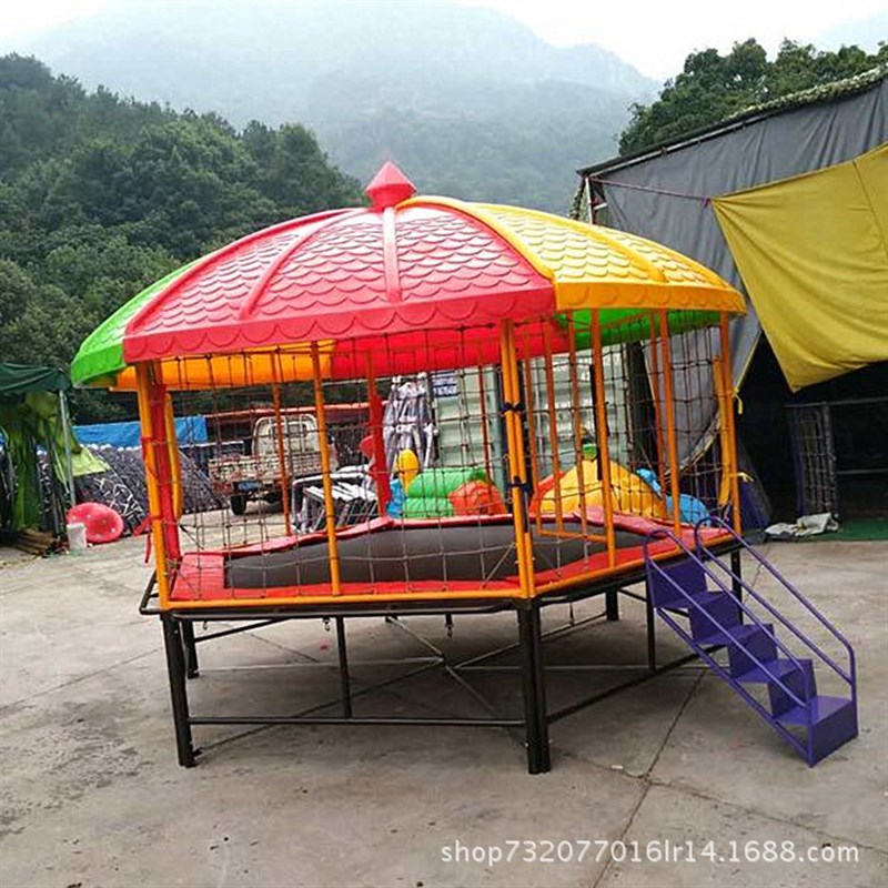 幼儿园儿童户外i活动带滑梯钢架蹦床室内小型单人蹦蹦床蹦极跳床