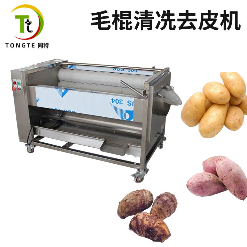 商用大型果蔬毛辊清洗脱皮机