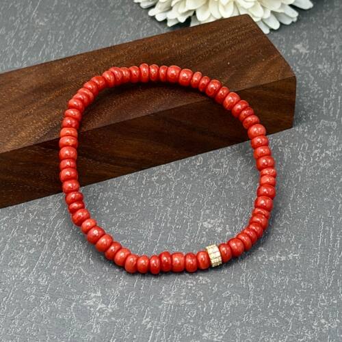 海红宝 多样性 红珊瑚算盘珠手串 约5mm