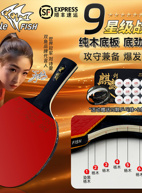 双鱼旗舰新款乒乓球拍麒麟剑七层底板进攻型比赛训练竞技正品对拍