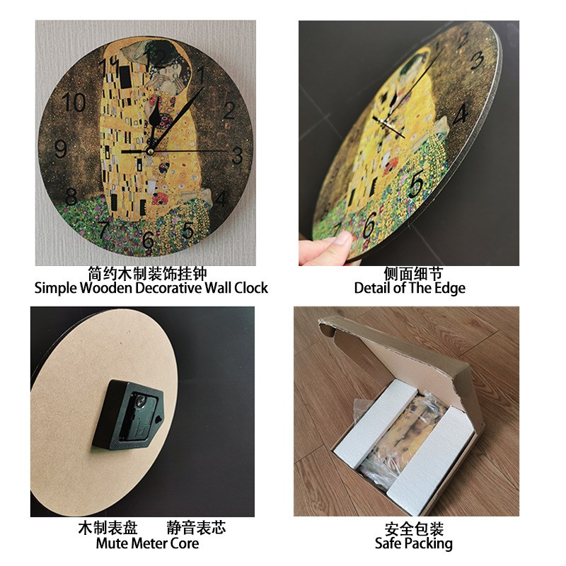 静音石英木制时钟布歇挂钟洛可可油画艺K术卧室客厅餐厅挂墙装饰