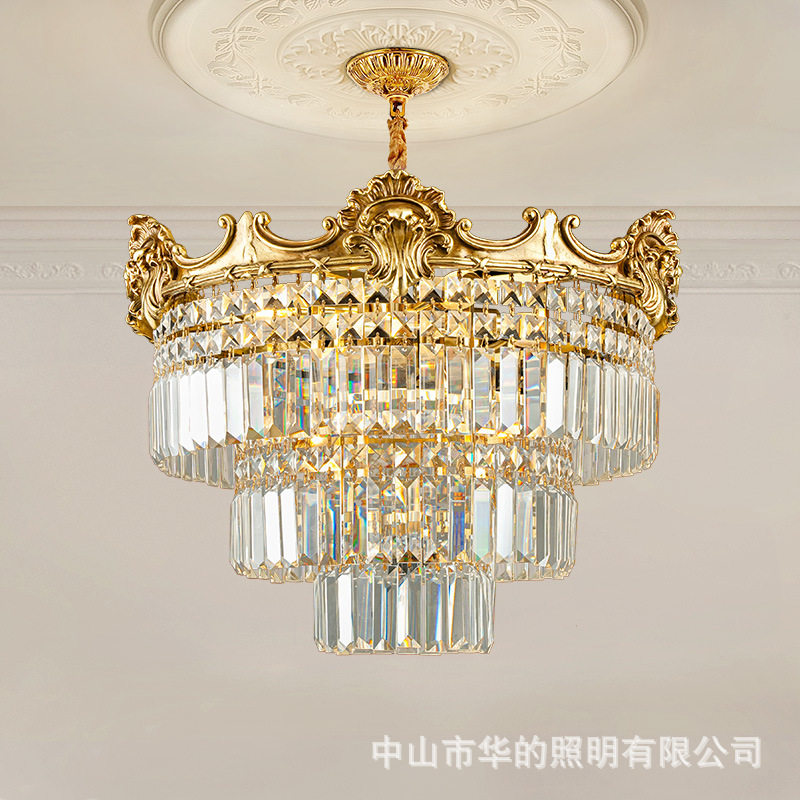 法式复古别墅过道阳台玄关奢华客厅灯水晶铜灯床头灯全铜欧式吊灯