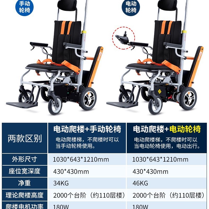 智能老年人电动爬n楼轮椅车上下楼梯爬楼梯机器全自动爬楼机