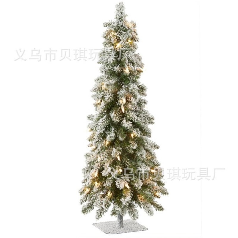 圣诞节装饰品90cm植绒落雪带灯圣诞树仿真落T地摆件门前家用