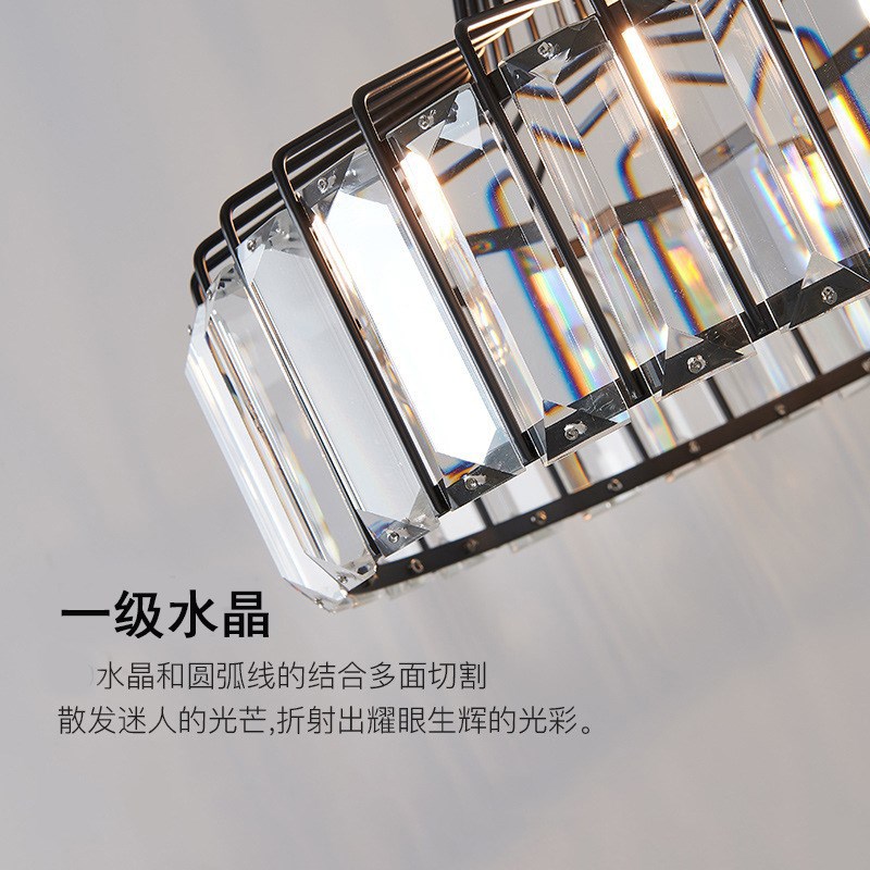 餐厅吊灯轻e奢水晶灯现代简约餐桌吧台灯复古工业风铁艺服装店吊
