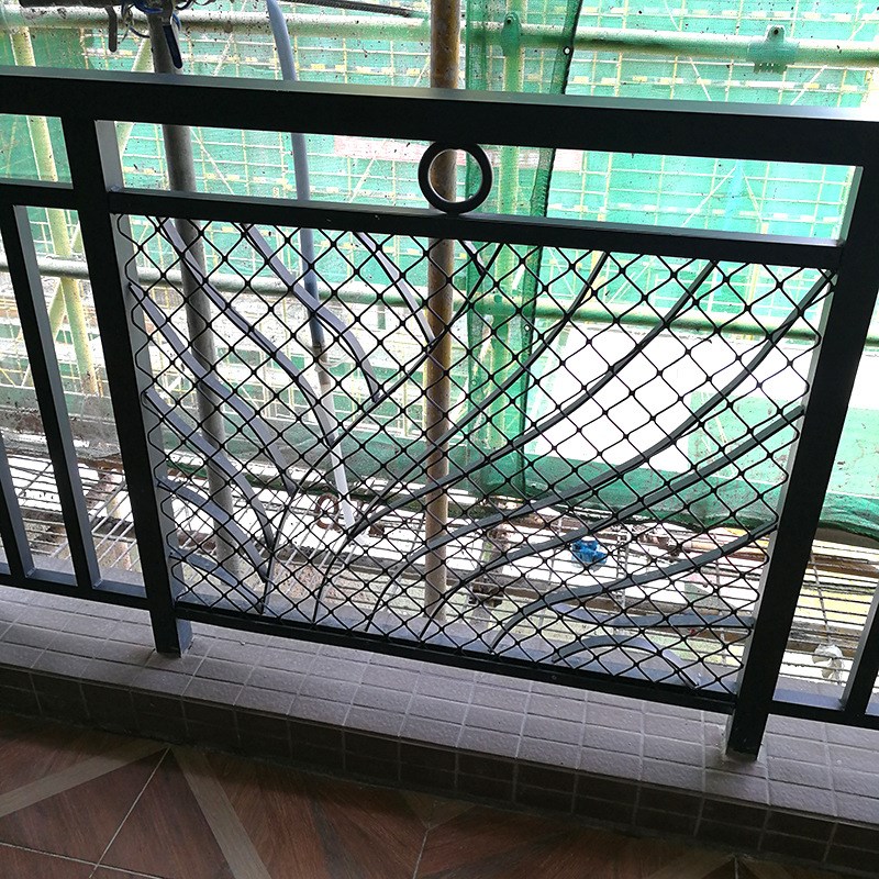 铝艺阳台护栏别墅阳台围墙防护栏高档住宅区铝合金栏杆菱形勾花网
