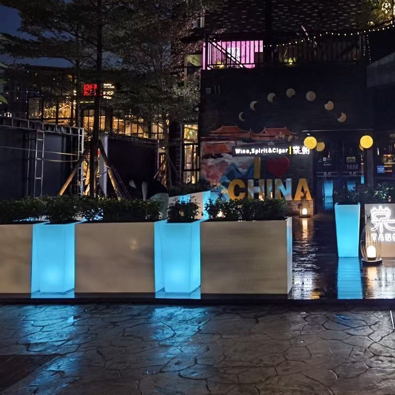 金色大号花盆露天阳台绿植充电庭院花坛欧美氛围T落地灯墙角装饰