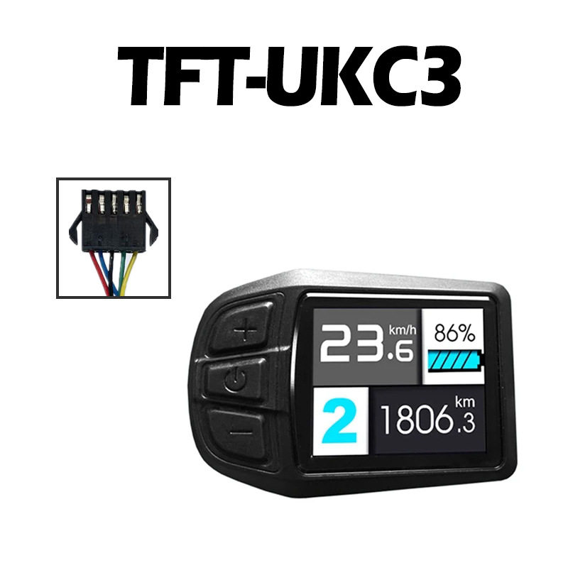 自行车锂电改装配件TFT-UKC3彩色显示屏36V48V兼容52VSM接头