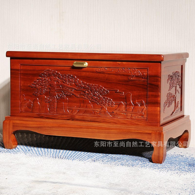 香樟木箱子迎客松樟木u箱收纳箱储物箱字画箱防虫防蛀防潮