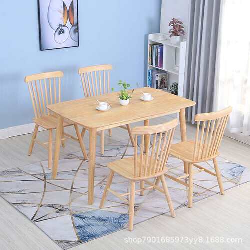 Modern simple Nordic style solid wood dining table and chair