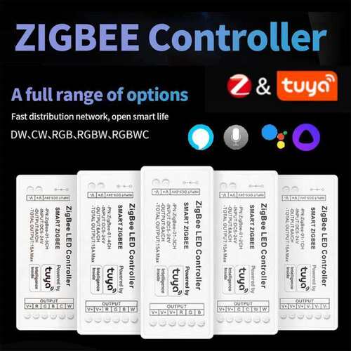 促销led12V24v七彩rgb五合一单双色温zigbee控制器灯带灯条调光器