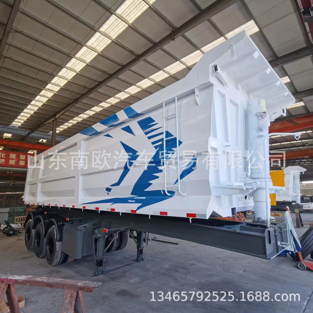 4轴前置顶后翻自卸 出口运输自卸车 重型液压油缸后翻自卸半挂车