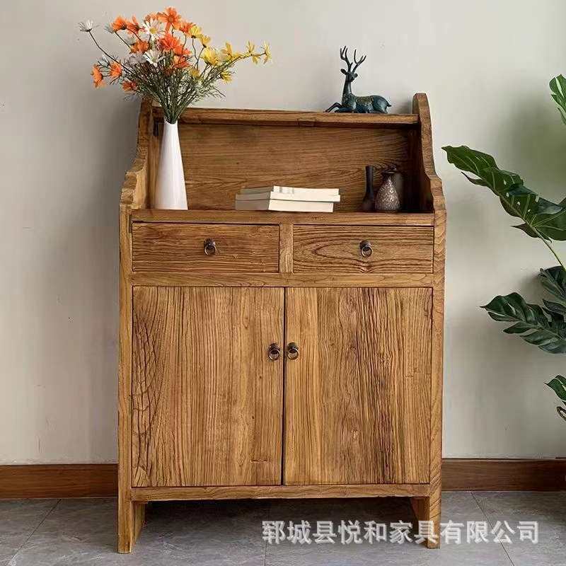 中式老榆木餐边柜禅意靠墙玄关柜民宿酒店复古怀旧多功能储物柜