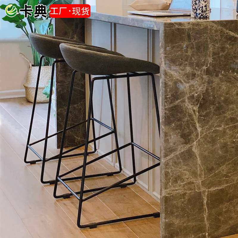 北欧吧台椅现代家用餐厅凳铁艺酒吧椅前台网红休闲咖啡奶茶高脚凳