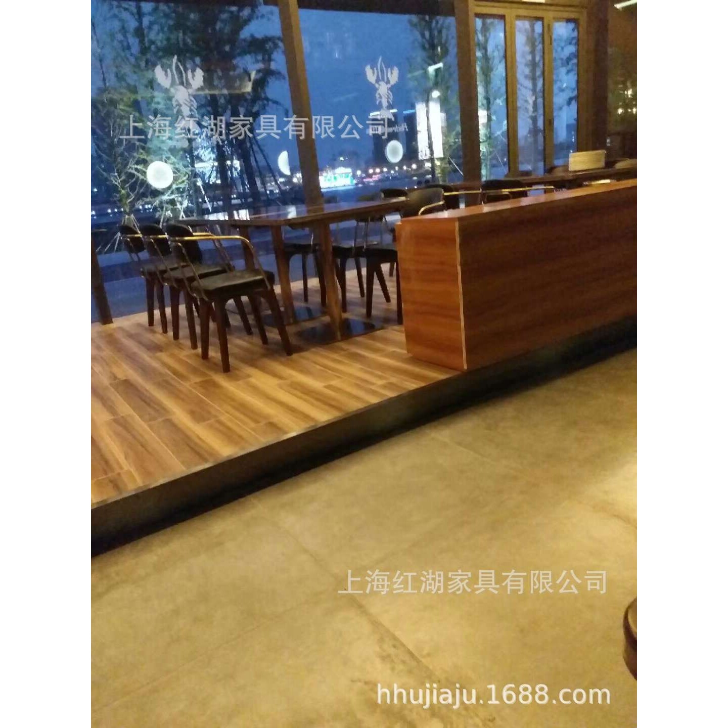 餐椅美式乡村工业风复古不锈钢铁艺实木金属靠背扶手酒吧餐厅椅子