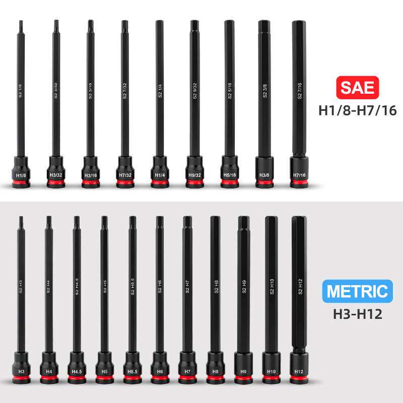 20件套3/8加长公英制内六角套筒旋具套装中飞内6方批头扳手工具