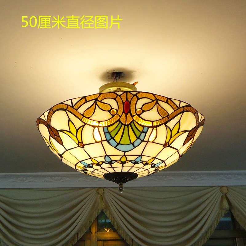 欧式吸顶灯客厅卧室巴洛克宝华蒂凡尼彩色玻璃咖啡厅餐厅工程吊灯
