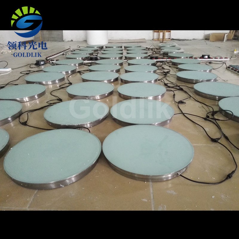 感应发光舞台地板灯 圆形户外防y水音乐彩色跑 互动重力感应LED灯