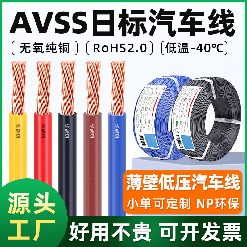 批发avss日标汽车线0.351.546平方汽车改装线薄壁PVC纯铜日标