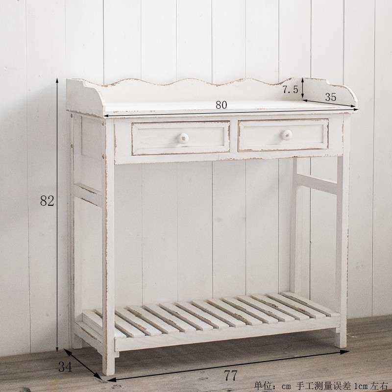 美式复古做旧抽屉花架阳台户外实木花园杂物工作台花盆置物架桌子
