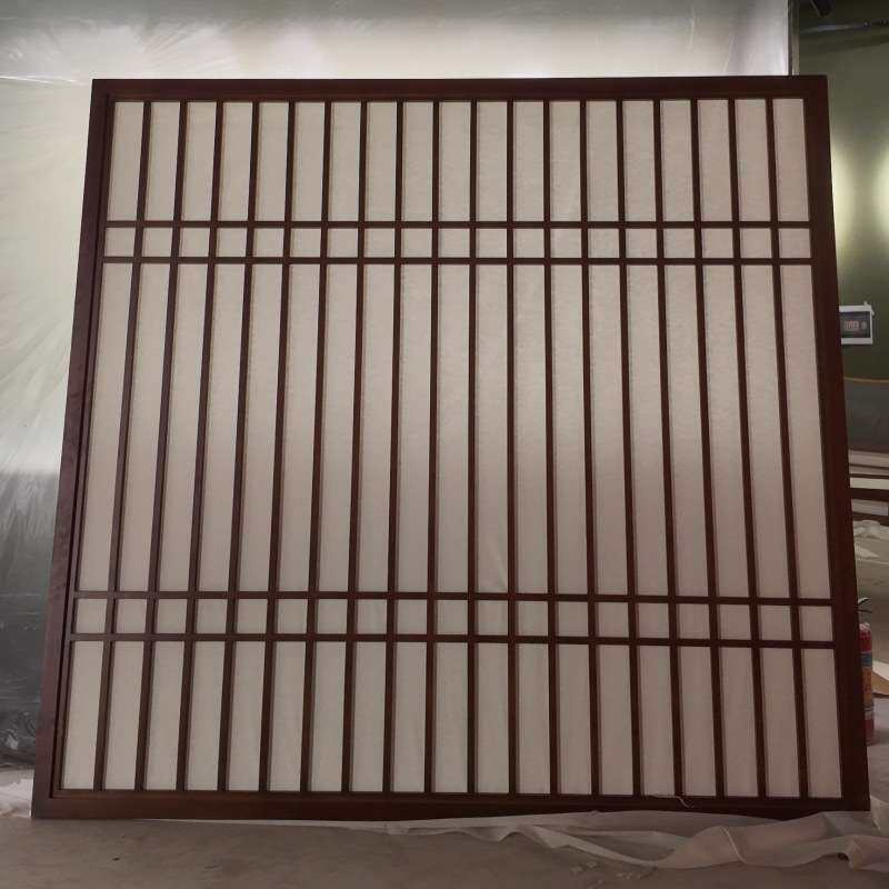 中式复古实木花格镂空隔断民宿酒店仿古雕花松木樟子纸推拉门窗