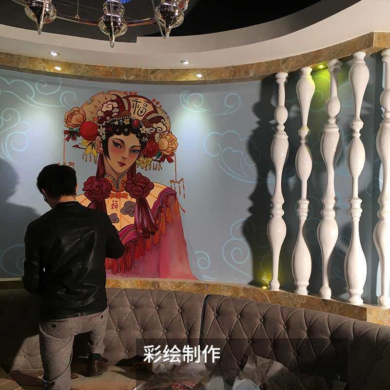 主题酒吧KTV演艺厅氛围设计多媒体安装玻璃钢装饰柱雕塑彩绘制作