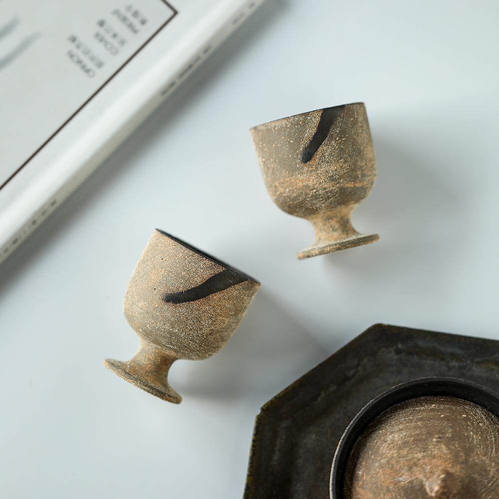 陶晴先生陶艺家粗雕塑作手硫陶艺家作脚化银彩高杯茶杯酒杯流动的