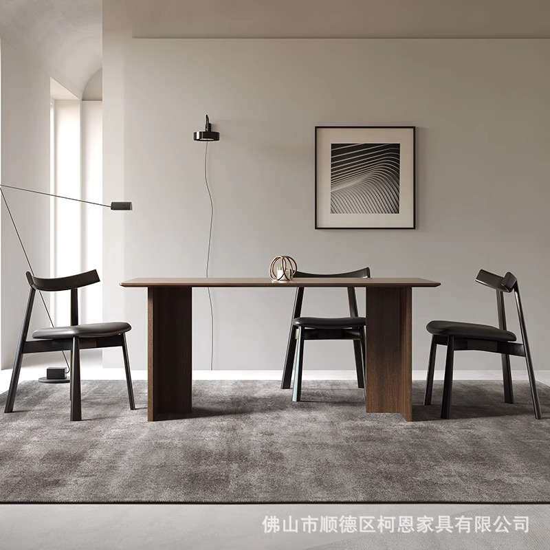 北欧实木餐椅家用中古风新中式酒店餐厅靠背椅意式极简白蜡木餐椅