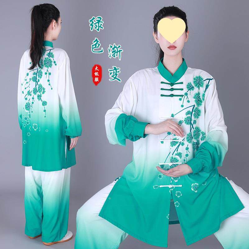 印染梅男花新款表八中段锦太极拳服装F77H559J练功女武术演服长款
