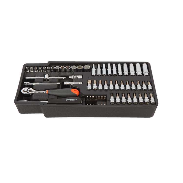 钢盾工具 64件套6.3mm系列套筒组合工具托 配合工具车用S025021