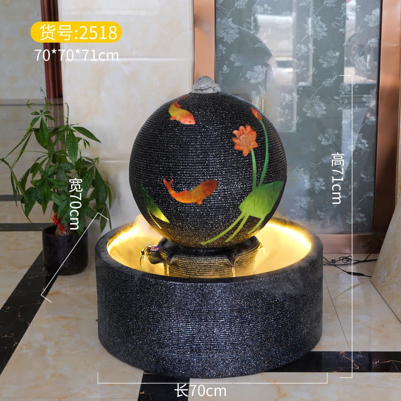 风水轮招财蛋欧式流水摆件喷泉水景客厅装饰摆设办公室福蛋加湿器