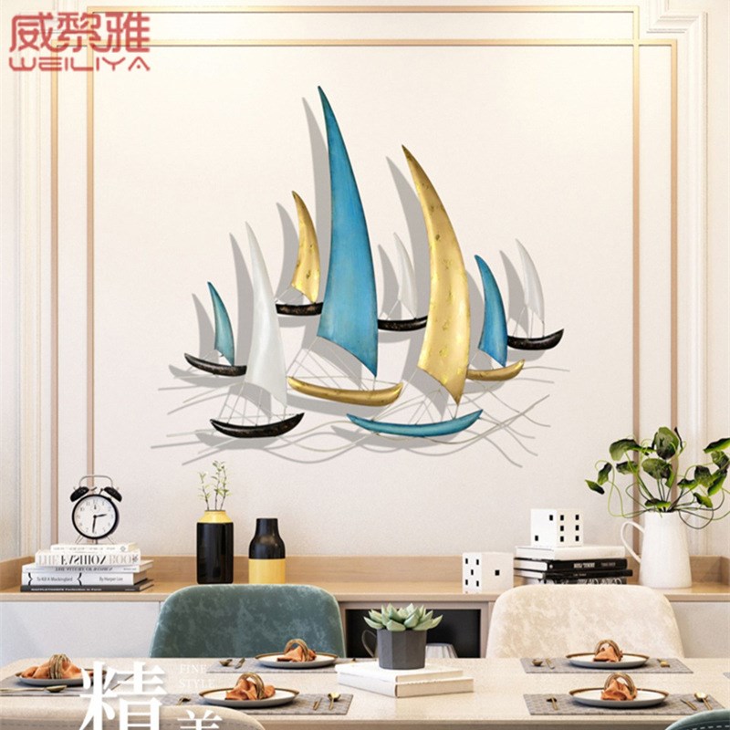 铁艺墙饰墙面壁挂地中海帆船壁饰北欧现代简约时尚墙上家居装饰品