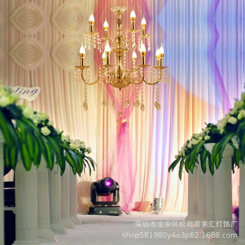 2018新款婚礼铁艺电镀水晶吊灯仪式亭装饰路引婚庆道具用品装饰
