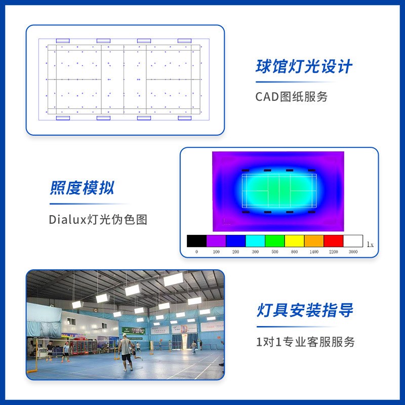 LED羽毛球馆灯 单双面防眩目无影球馆专用灯 室内羽毛球场馆吊灯