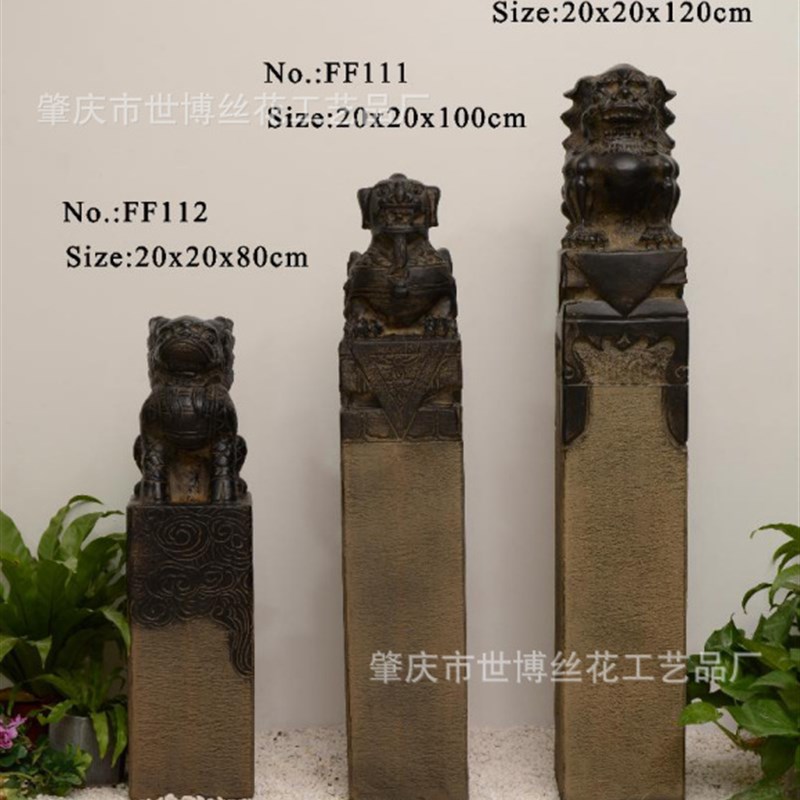 仿真拴马桩狮子拴马柱子中式栓马柱室内外庭院摆件