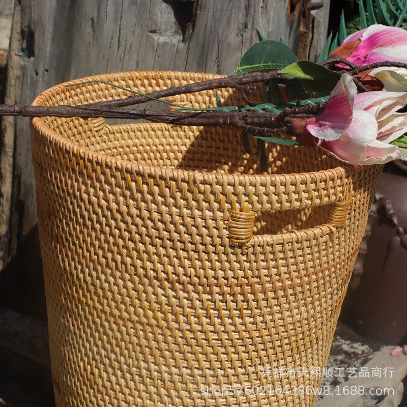 越南老工匠手艺 越南秋藤纯手工编织酒店专用脏衣篮孩子玩具收纳