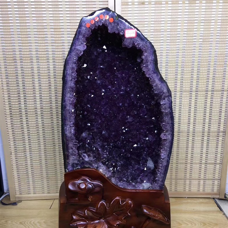 天然水晶洞紫晶洞摆件紫晶块原矿聚宝盆水晶 原石紫水晶洞