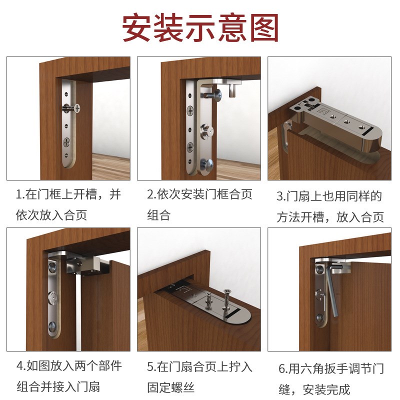 隐形门合页三维可调节天地铰链重型暗藏式房门木门平开门上下转轴