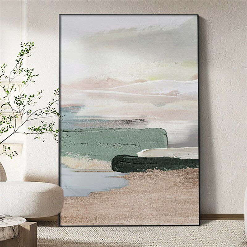 新中式抽象纯手绘油画 客厅大芬村装饰画玄关肌理铝合金立体壁画