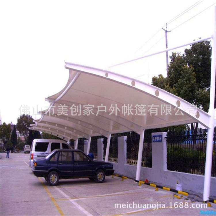 钢膜结构停车棚汽车棚张拉膜充电桩棚小区车棚遮阳棚固定电动钢架