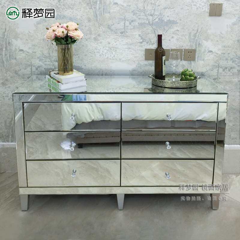 北欧式镜面玄关柜时尚沙发玻璃餐边柜抽屉式储物收纳柜1616