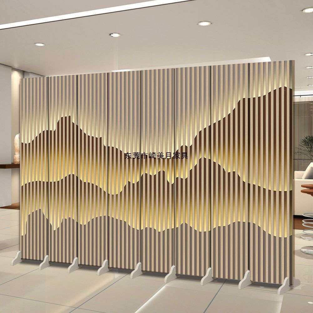水墨山水风景办公屏风会议室接待区简约装饰隔断可移动折叠屏风
