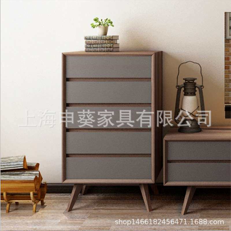 现代简约实木五斗柜卧室北欧橡木储物柜原木斗橱柜样板间客厅家具