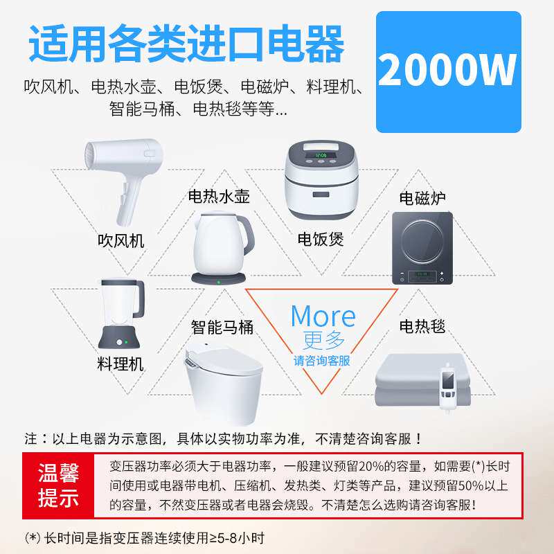 景赛3000W变压器220V转100V全铜线圈转换器110V/120V出国游轮5KVA