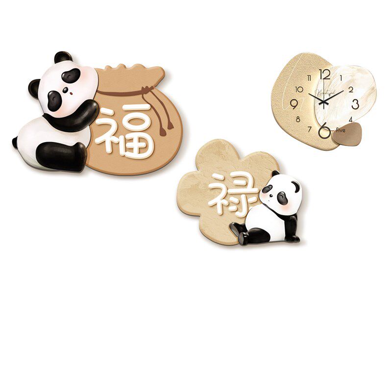好运熊猫装饰画现代简约客厅走廊过道墙壁挂饰寓意好家居饰品挂画